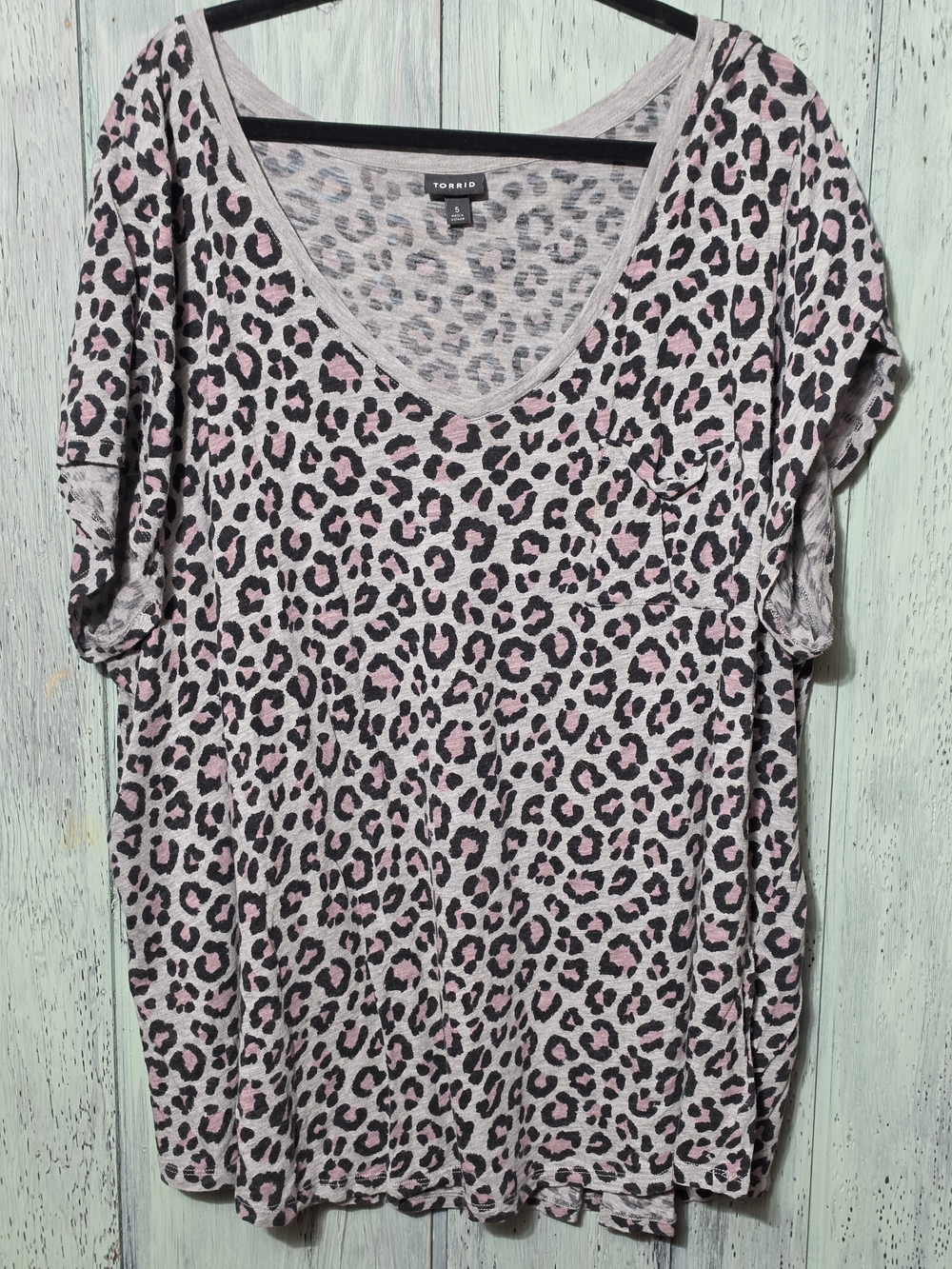 Torrid Leopard Print V-Neck Pocket Tee